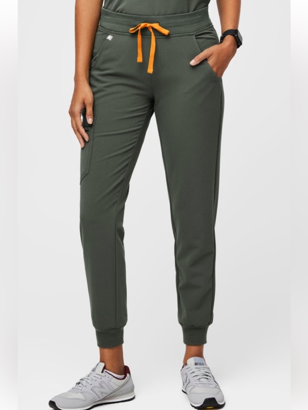 Figs Moss Zamora Joggers with Orange Drawstring